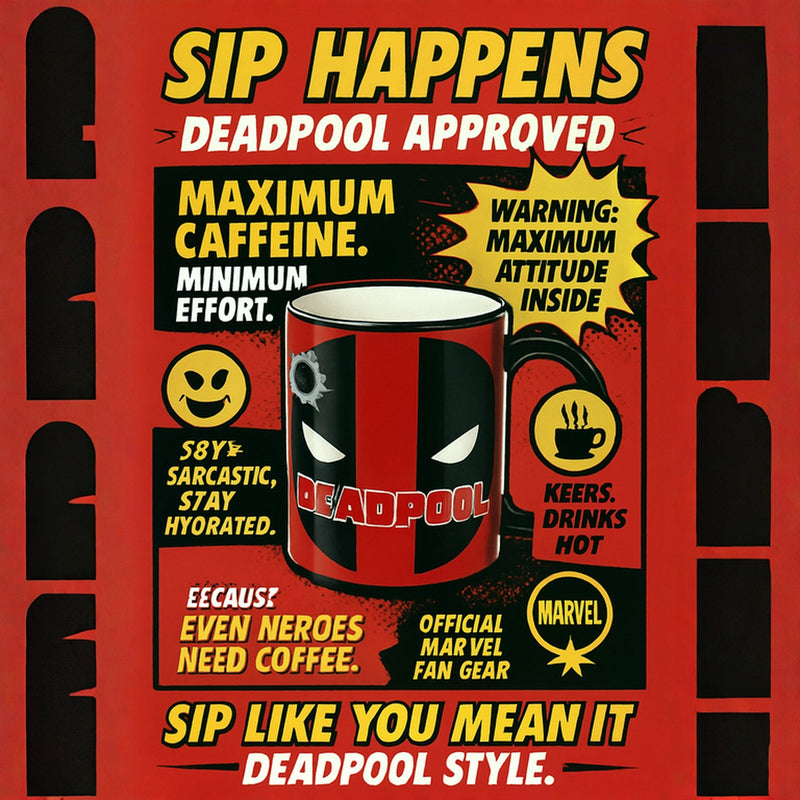 Marvel Deadpool Red Coffee Mug –for Hot & Cold Drinks –  Superhero Gift for Men Women