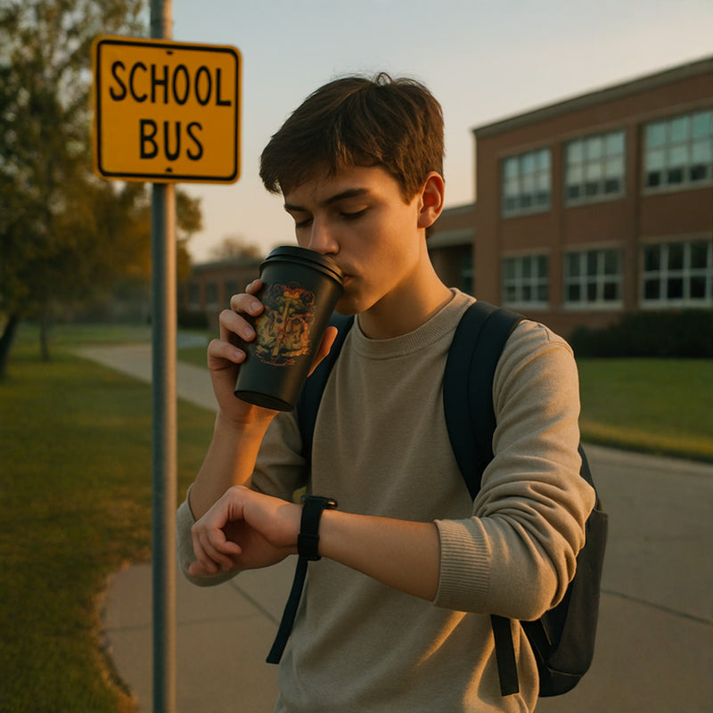 Harry Potter Hogwarts Travel Mug – Black Insulated Coffee Tumbler with Crest Logo – BPA-Free Stainless Steel Leakproof Lid Cup