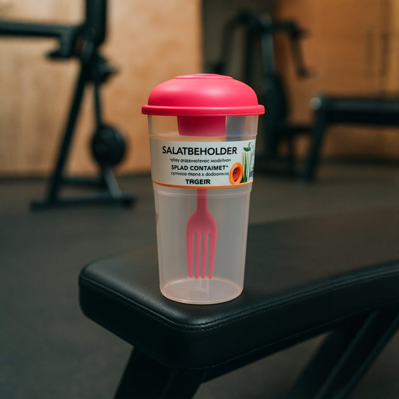 Portable Salat Beholder with Pink Fork &amp; Lid | BPA-Free Plastic Salad Container for Work Gym Travel Meal Prep&nbsp;