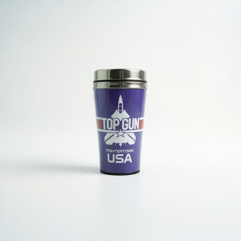 Top Gun Stainless Steel Tumbler– Fighter town USA Insulated Coffee Mug with Lid – Military Pilot Gift for Men of Aviation– Hot &amp; Cold Beverage Travel Cup