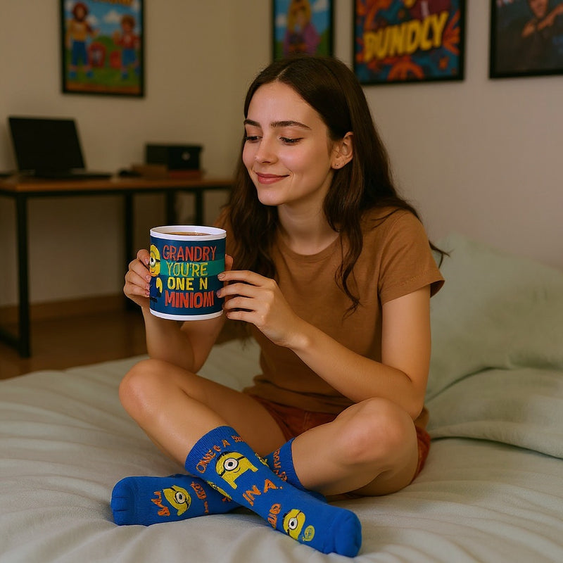 Despicable Minions Grandpa Mug &amp; Sock Gift Set-Cozy Stockings &amp; Coffee Cup-Gift for Kids