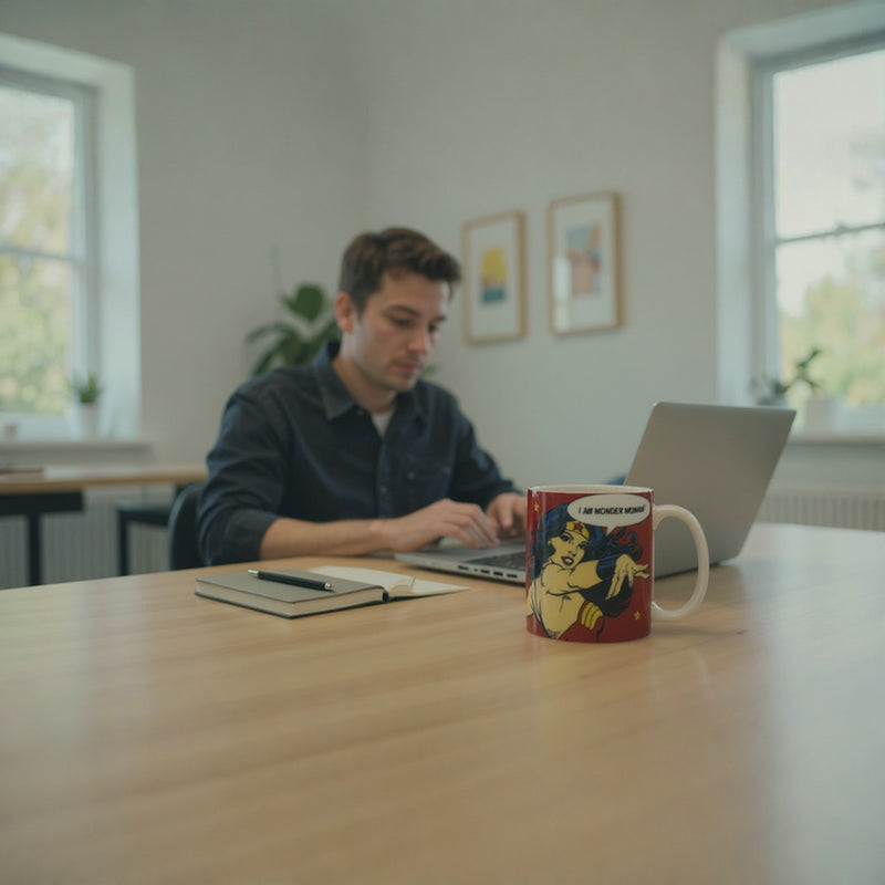 DC Wonder Woman Parody Coffee Cup “I Am Nomder Wahman Comic Mug”-Microwave