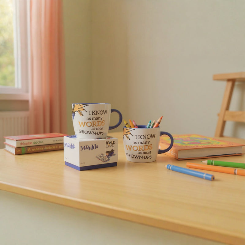 Matilda Mug Gift Set (1) – Official Roald Dahl Ceramic Mugs with Book Quotes – 11 oz Each