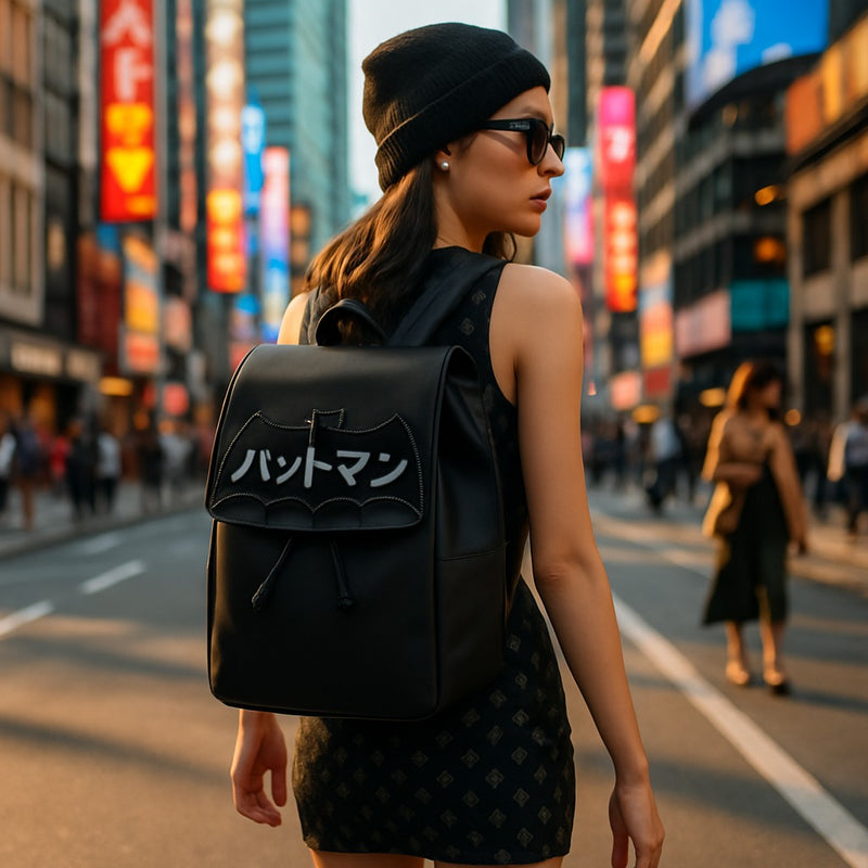 Batman Comic Fashion Backpack–School Rucksack with Drawstring Magnetic Flap Closure-Padded