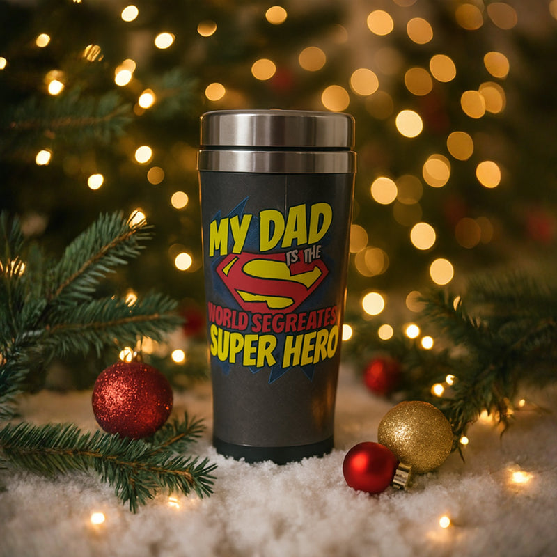 DC Comic Superman Dad Travel Mug – Double-Wall Insulation Hero Gift