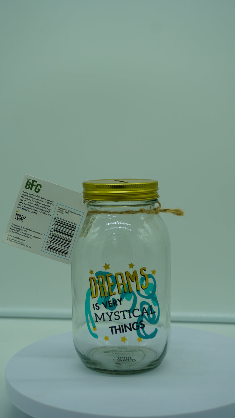 BFG Dreams &  Mystical Things Glass Jar with Gold Lid – Large Decorative Storage