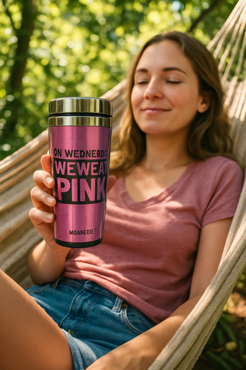 Mean Girls Pink Tumbler “On Wednesdays We Wear Pink” – Reusable Travel Coffee Cup