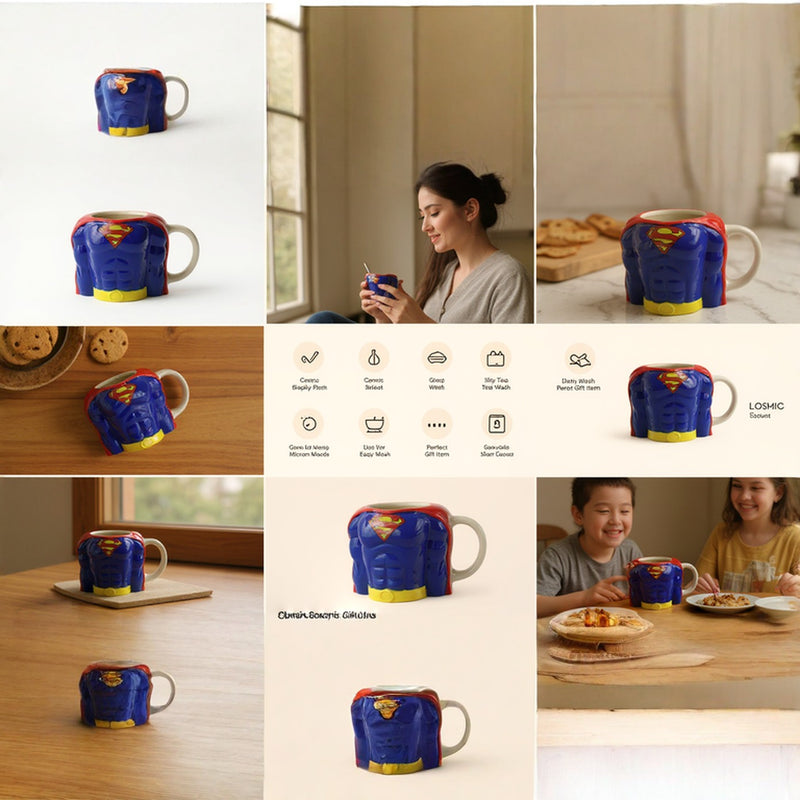 Superman 3D Ceramic Coffee Mug – Official DC Comics Superhero Mug