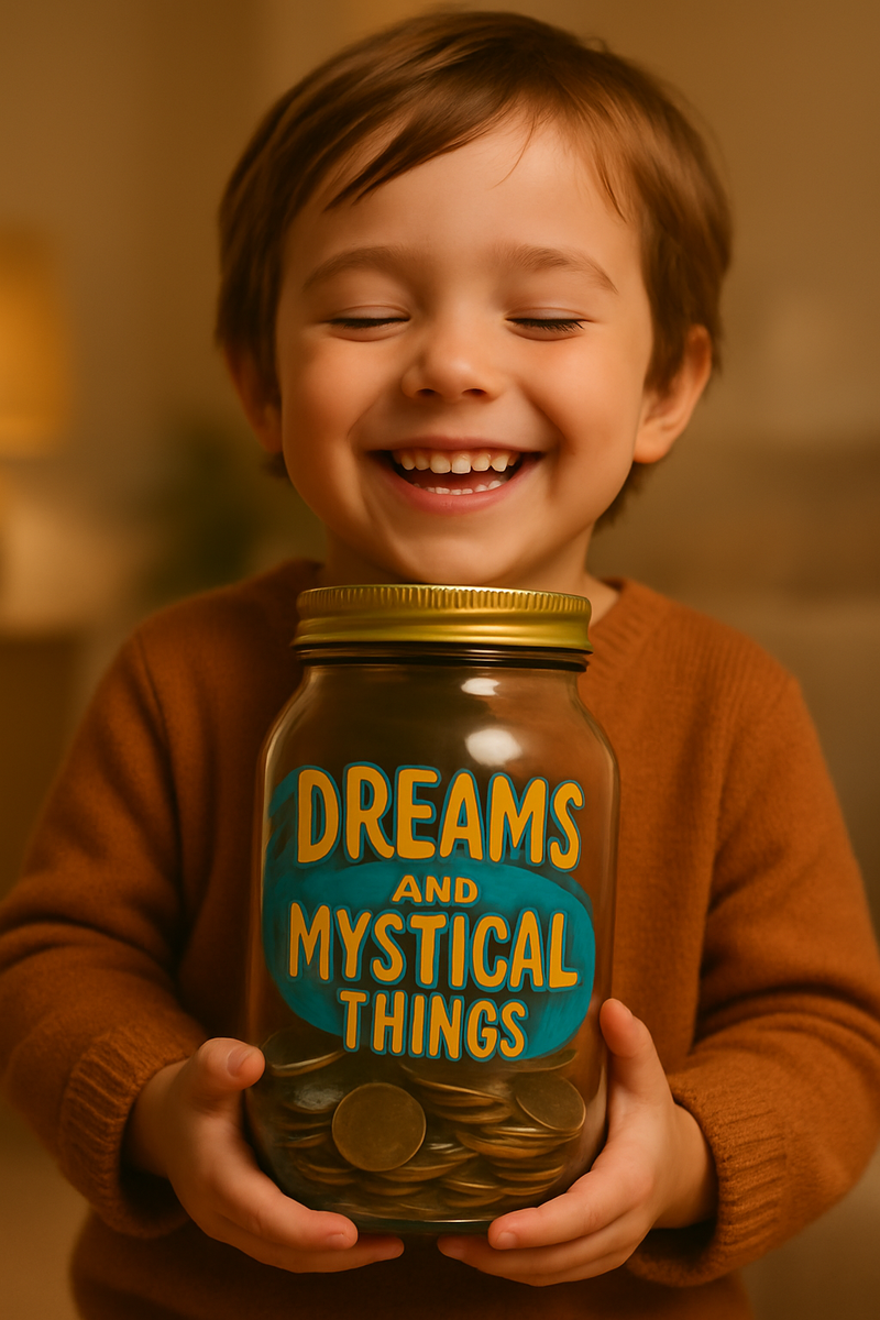 BFG Dreams &  Mystical Things Glass Jar with Gold Lid – Large Decorative Storage