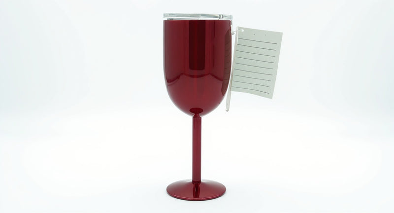 Stainless-Steel Wine-Red Tumbler with Lid & Tag–Insulated Glass for Beach Picnic Poolside |