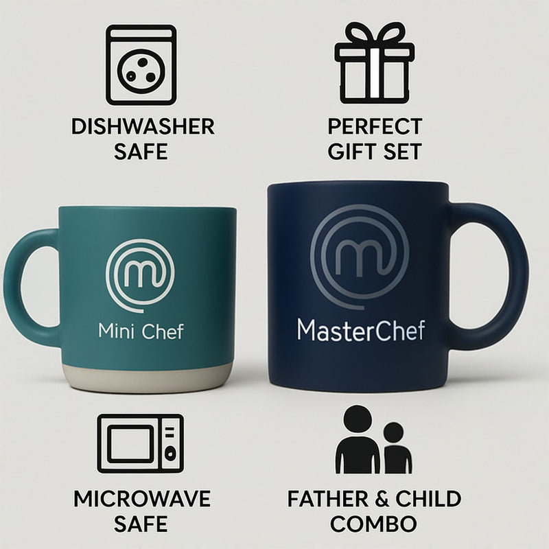 MasterChef & Mini Chef Mug Gift Set – Father’s Day Coffee Mugs for Dad and Child