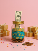 BFG Dreams &  Mystical Things Glass Jar with Gold Lid – Large Decorative Storage