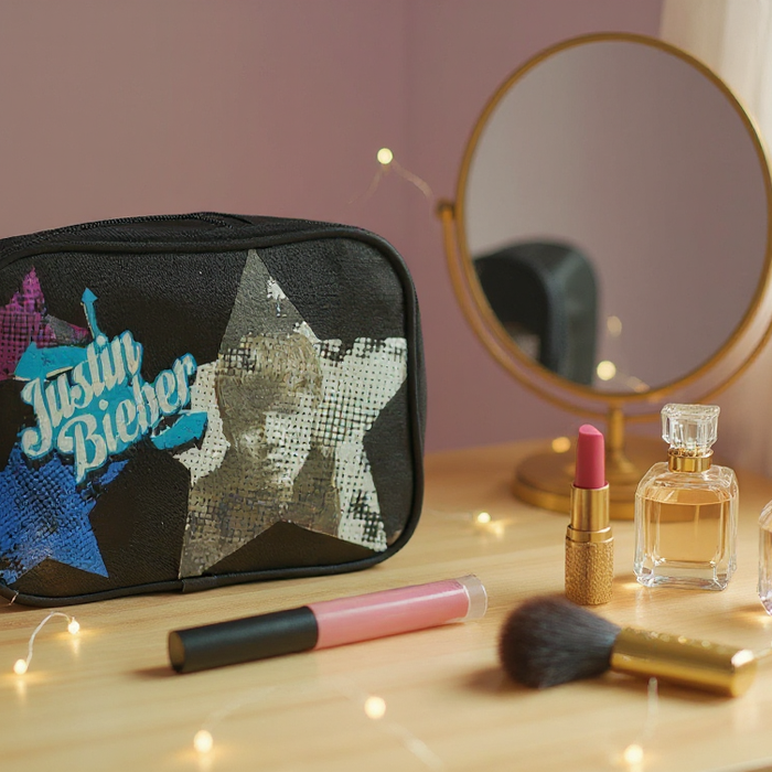 期間限定出品！Celaris Justin Bieber SWAG ケースセット Justin Bieber Cosmetic Case Black With Zip And Compact Mirror Girls/Bo