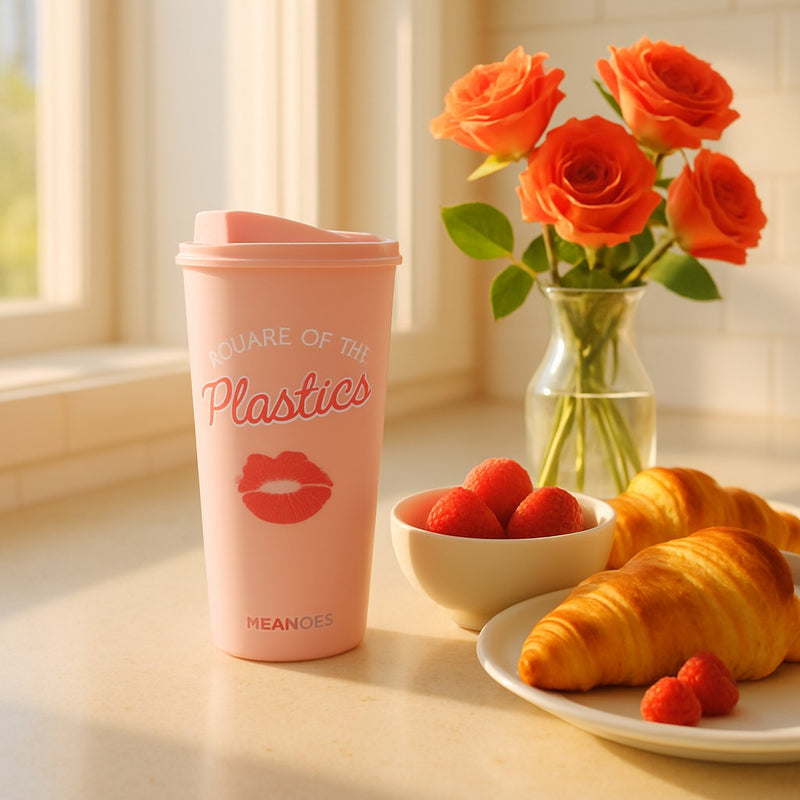 Cute Pink Lips Stanley Tumbler – Leakproof Reusable Cup for Cold & Hot Drinks