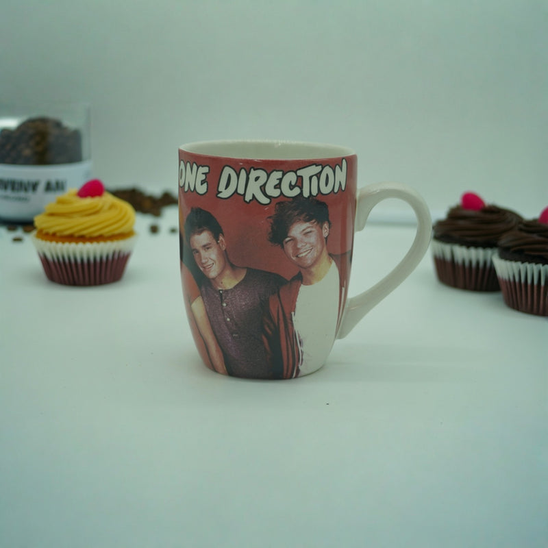 One Direction Ceramic Mug– Red Coffee Cup with Band Member Print – Official Music Merchandise