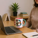 Disney Floral Bambi Deer Mug – Cute Ceramic Animal Cup Gift -Pink Interior with Blue Handle-11oz