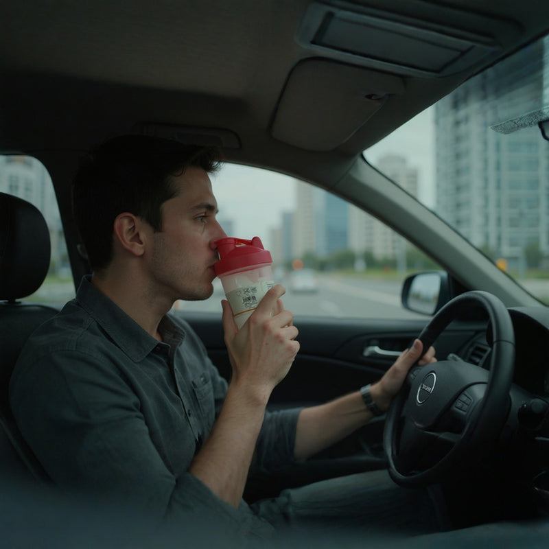 Protein Shaker Bottle | Leakproof Red Lid BPA-Free | Measurement Markings Cup