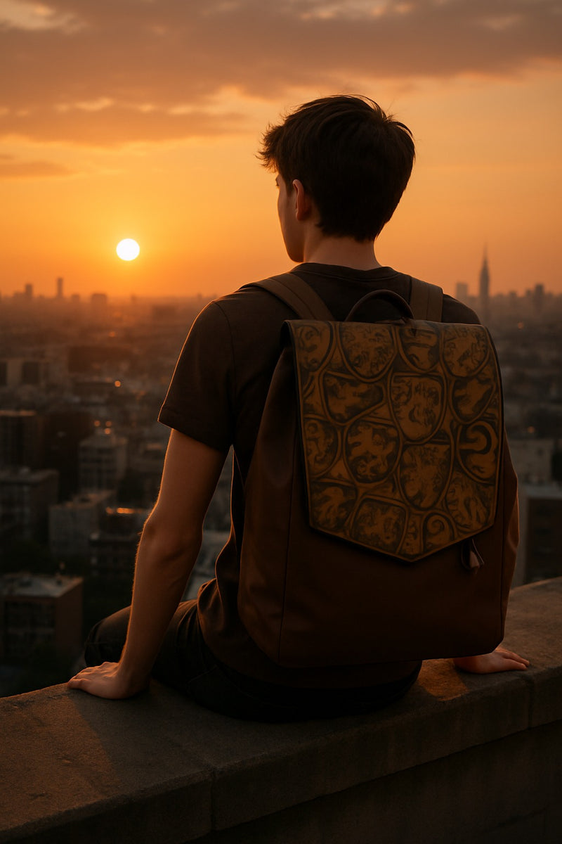 Harry Potter Brown Hogwarts Backpack| Padded Adjustable Shoulder Straps Laptop Sleeves &amp; Drawstring Closure |Travel Gift.