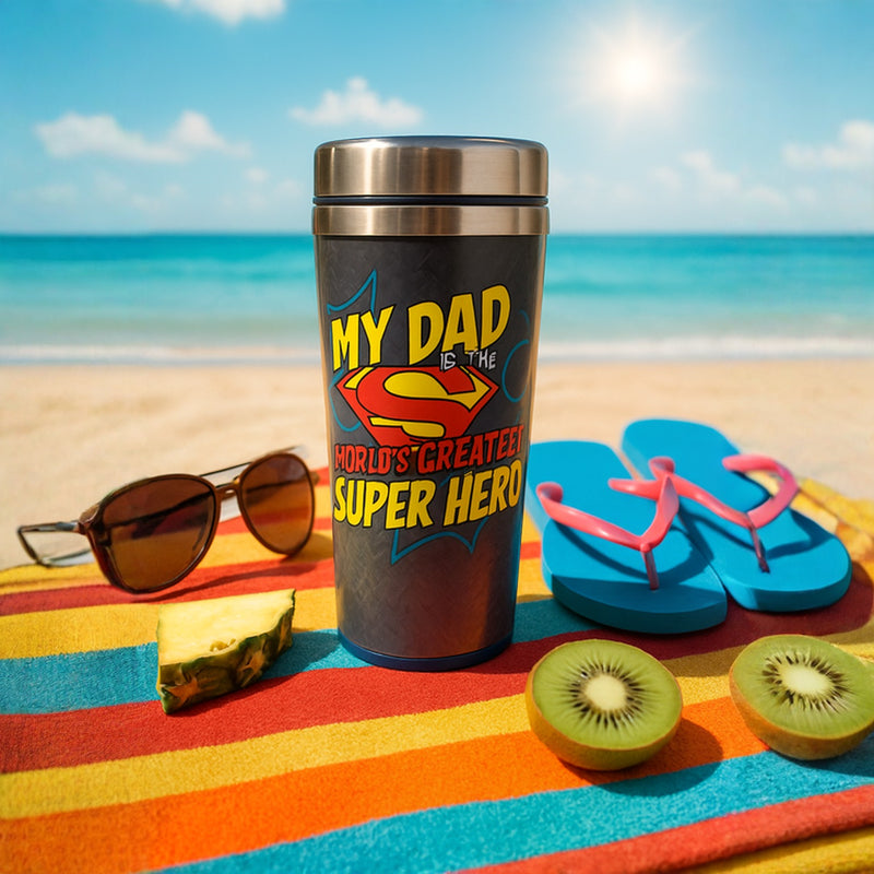 DC Comic Superman Dad Travel Mug – Double-Wall Insulation Hero Gift
