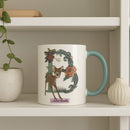 Disney Floral Bambi Deer Mug – Cute Ceramic Animal Cup Gift -Pink Interior with Blue Handle-11oz