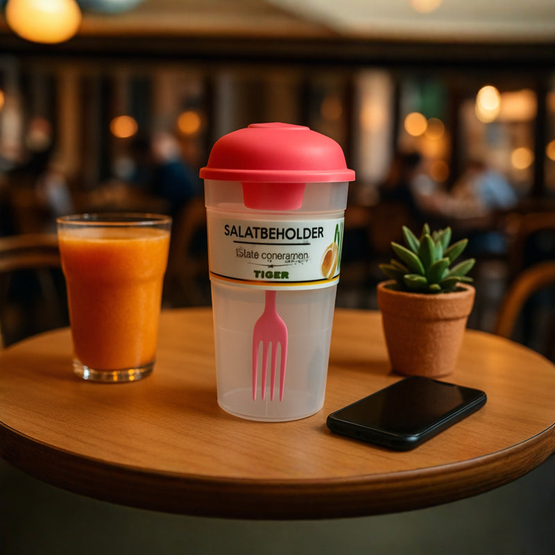 Portable Salat Beholder with Pink Fork &amp; Lid | BPA-Free Plastic Salad Container for Work Gym Travel Meal Prep&nbsp;