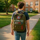 Marvel Captain America Vintage Military Army Zip-Top Canvas Backpack