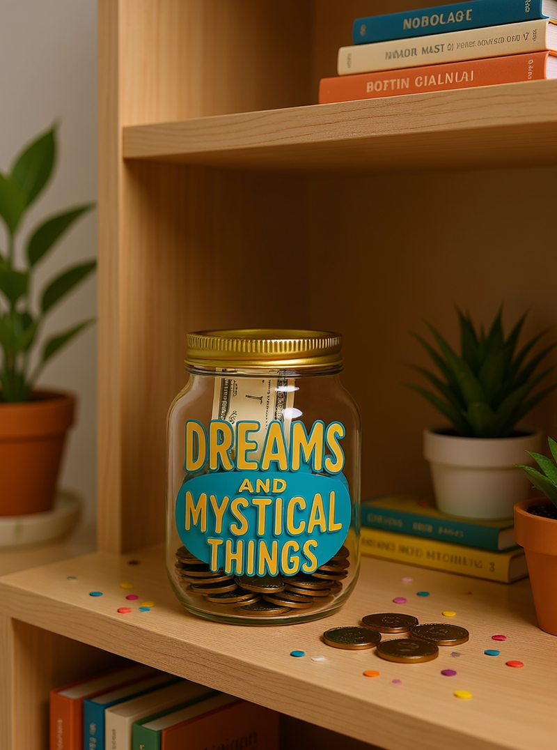 BFG Dreams &  Mystical Things Glass Jar with Gold Lid – Large Decorative Storage