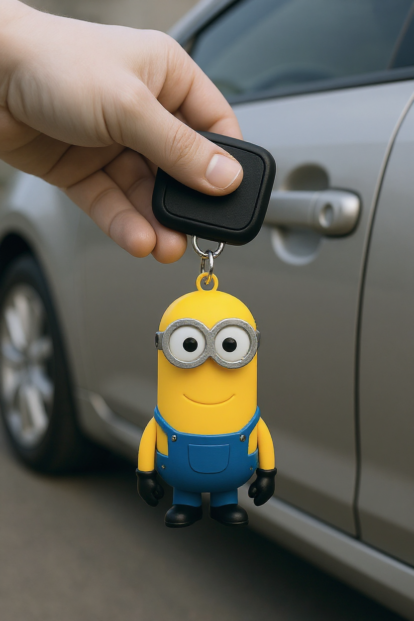 Minion Key Rack Cute Minion Character Keychain – Durable PVC Figure Key Ring for Bags,