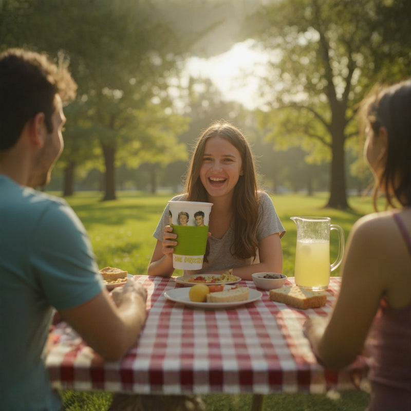 One Direction Travel Cup with Band Member Print – BPA-Free Plastic Tumbler with Lime Grip Band