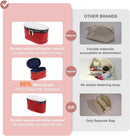 Fila Red Cosmetic Case,Makeup Bag with White Quilted Top, Premium Vegan Leather Cosmetic Pouch,Travel Toiletry Organizer