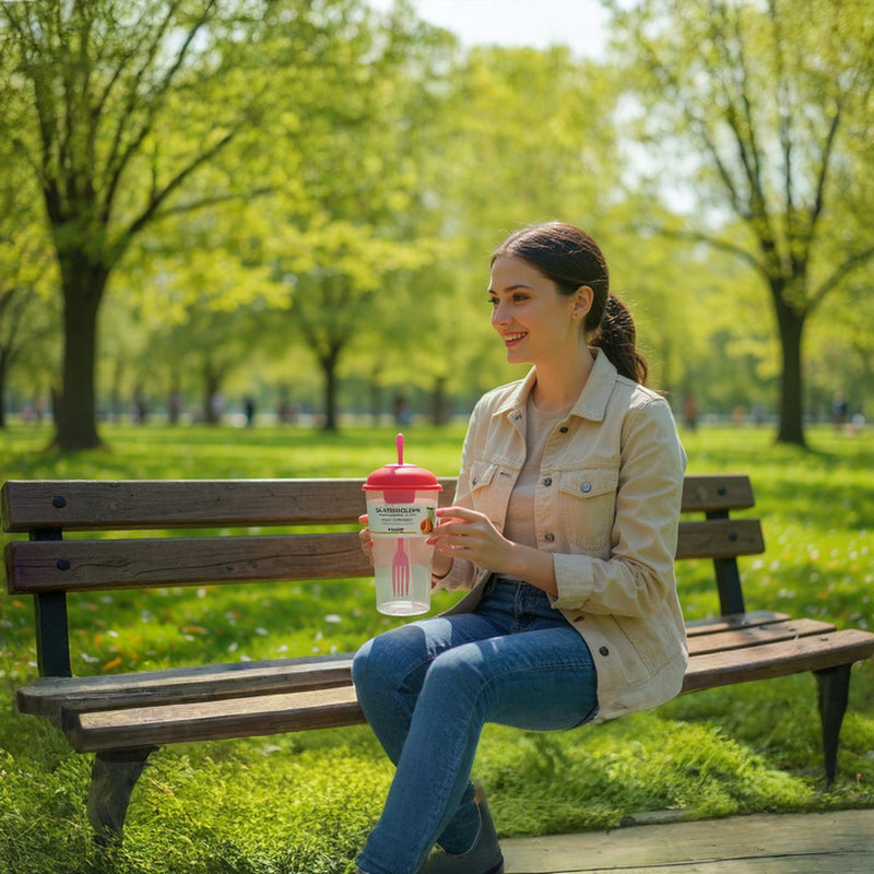 Portable Salat Beholder with Pink Fork &amp; Lid | BPA-Free Plastic Salad Container for Work Gym Travel Meal Prep&nbsp;