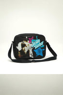 Justin Bieber Shoulder Bag – Black &amp; Pink Strap Messenger Purse