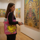 Little Miss Sunshine Plastic Tote Shopper Bag–Pink Waterproof Large PVC Shoulder Bag with Zipper