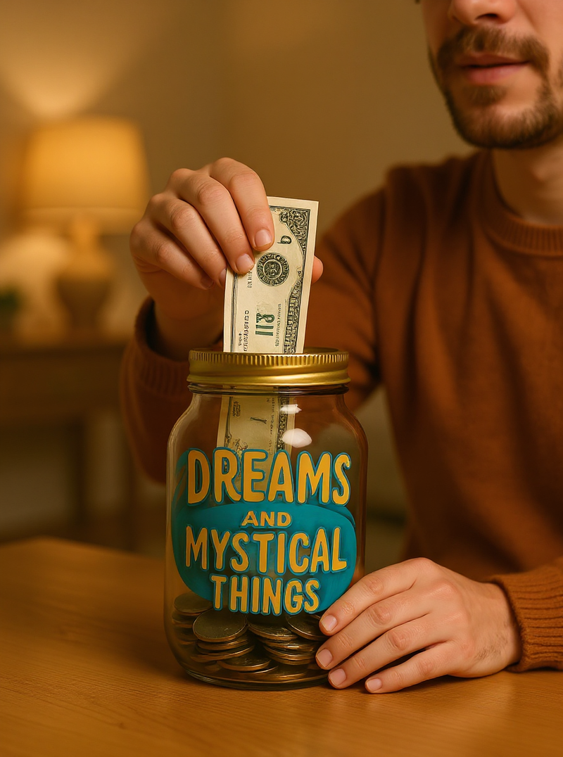 BFG Dreams &  Mystical Things Glass Jar with Gold Lid – Large Decorative Storage