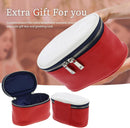 Fila Red Cosmetic Case,Makeup Bag with White Quilted Top, Premium Vegan Leather Cosmetic Pouch,Travel Toiletry Organizer