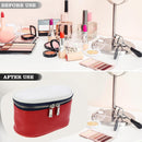 Fila Red Cosmetic Case,Makeup Bag with White Quilted Top, Premium Vegan Leather Cosmetic Pouch,Travel Toiletry Organizer