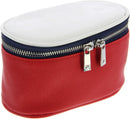 Fila Red Cosmetic Case,Makeup Bag with White Quilted Top, Premium Vegan Leather Cosmetic Pouch,Travel Toiletry Organizer