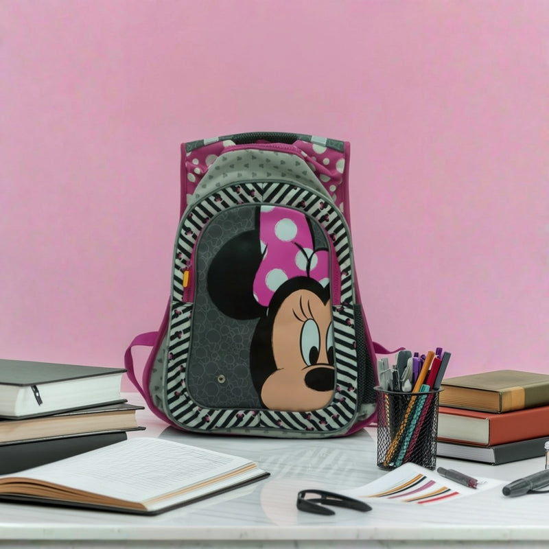 Disney Minnie Mouse Kids Backpack – Pink School Bag for Girls with Zippered Pockets
