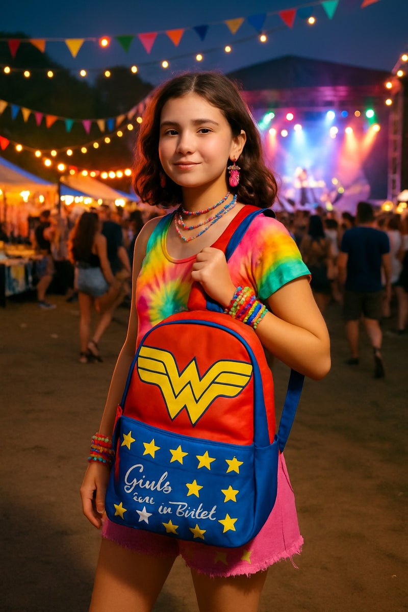 Stylish Girls’ School Backpack , Wonder Woman Design