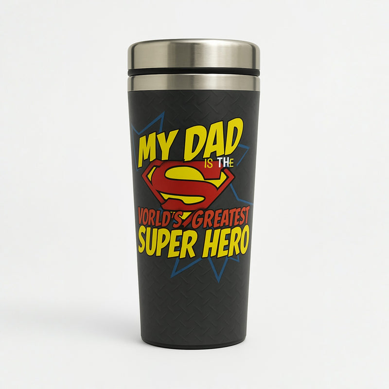 DC Comic Superman Dad Travel Mug – Double-Wall Insulation Hero Gift