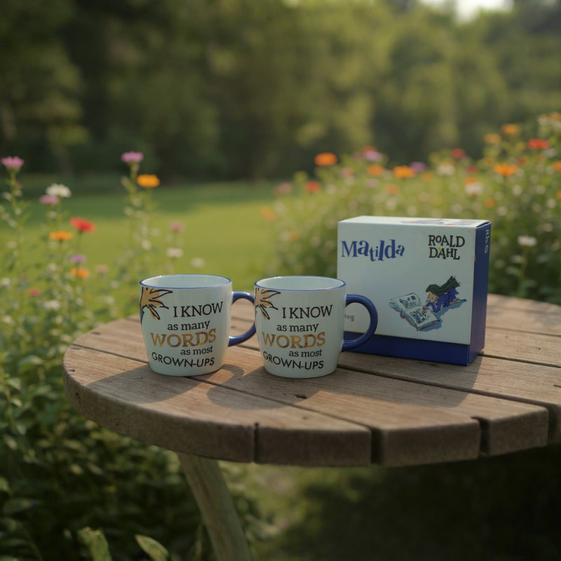 Matilda Mug Gift Set (1) – Official Roald Dahl Ceramic Mugs with Book Quotes – 11 oz Each