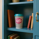 Cute “Hello” Striped Travel Coffee Mug with Lid – Leakproof Bamboo Cup with Easy Sip Lid –Teenager Friendly Eco Mug
