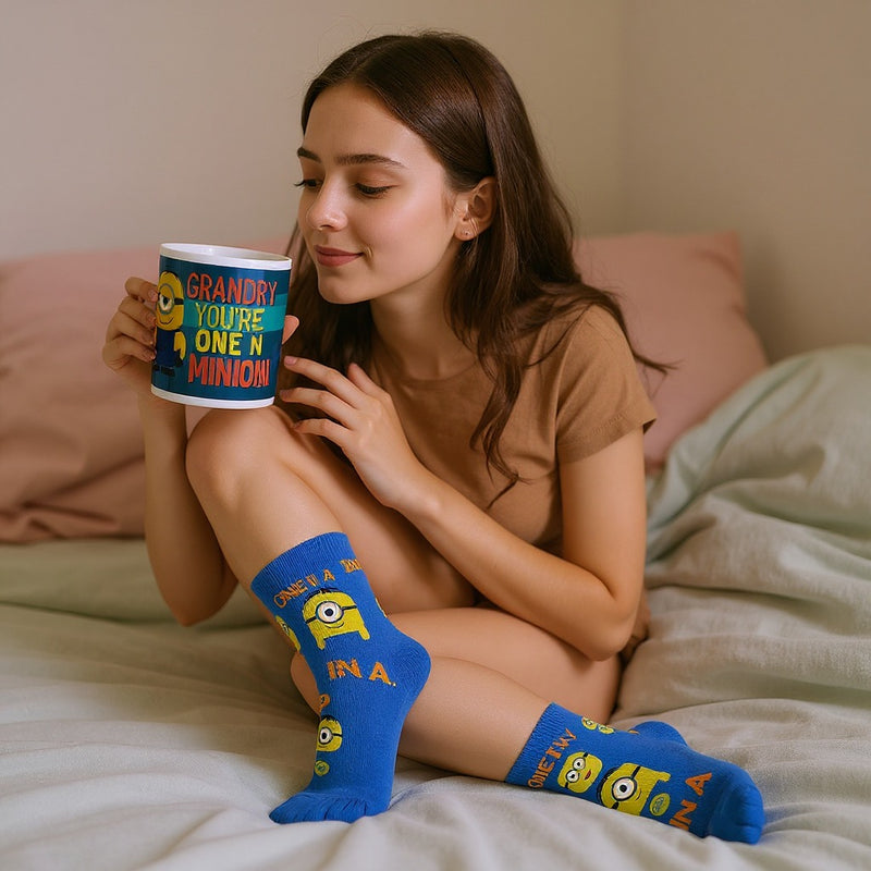 Despicable Minions Grandpa Mug &amp; Sock Gift Set-Cozy Stockings &amp; Coffee Cup-Gift for Kids