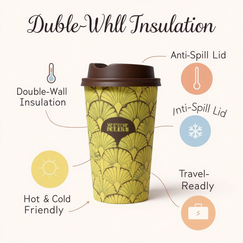 Premium Double Wall Insulated Travel Coffee Mug with Anti-Spill & Leak Lid