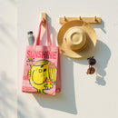 Little Miss Sunshine Plastic Tote Shopper Bag–Pink Waterproof Large PVC Shoulder Bag with Zipper