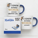Matilda Mug Gift Set (1) – Official Roald Dahl Ceramic Mugs with Book Quotes – 11 oz Each