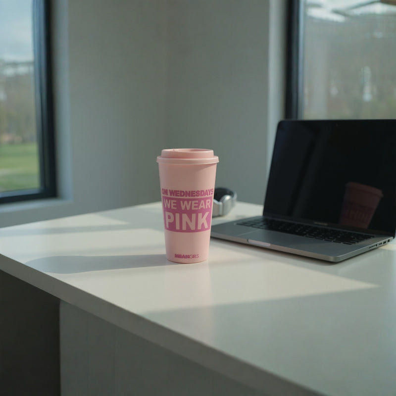 Mean Girls Pink Tumbler “On Wednesdays We Wear Pink” – Reusable Travel Coffee Cup