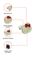 Hello Kitty 925 Original Sterling Silver Range White Enamel Earrings set