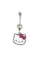 Hello Kitty White enamel belly Bar (Austrian Crystal)