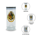Harry Potter Hogwarts Clear Glass–Crest with Latin Motto & Black Rim Accent | Limited Edition Gift